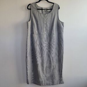 Vintage‎ 90s sleeveless tank dress houndstooth print button front